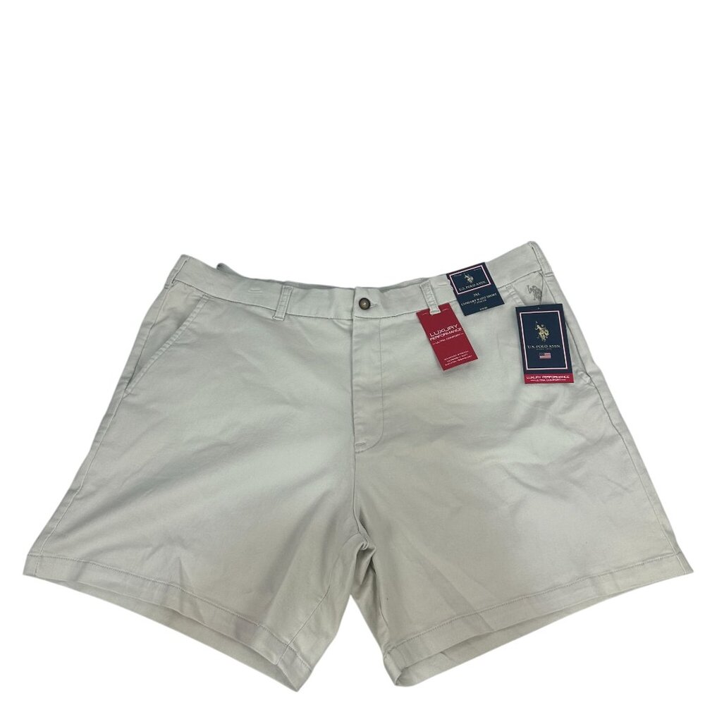 U.S. Polo Assn 3XL Comfort Waist Knit Flat Front Mens Shorts Sand Beige
